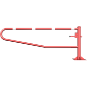 Swiveling gates | to be fixed by plugs, hot-dip galvanized and red coated with white reflecting rings | total width: 2500 mm | with Euro profile cylinder lock